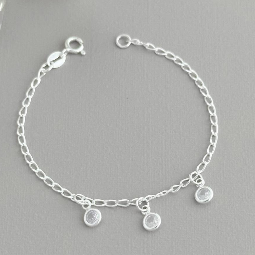 Pulseira Infantil em Prata 925 com Charmes Encantadores - Qualidade Valute Joias